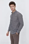 Koyu Kahverengi Uzun Kol Gömlek Yaka Klasik Slim Fit Pamuklu Gömlek 1004225223 - 6