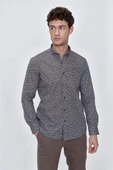 Koyu Kahverengi Uzun Kol Gömlek Yaka Klasik Slim Fit Pamuklu Gömlek 1004225223 - 3