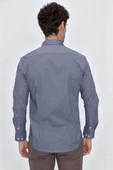 İndigo Mavi Uzun Kol Gömlek Yaka Klasik Slim Fit Pamuklu Likralı Gömlek 1004225207 thumbnail 7