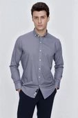 Açık Kırmızı Uzun Kol Gömlek Yaka Klasik Slim Fit Pamuklu Likralı Gömlek 1004225208 - 4