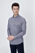 Açık Kırmızı Uzun Kol Gömlek Yaka Klasik Slim Fit Pamuklu Likralı Gömlek 1004225208 - 3