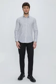 Gri Uzun Kol Baskılı Sert Yaka  Slim Fit Dar Kesim Klasik Gömlek 1004225130 thumbnail 2