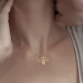 925 Ayar Gümüş Arı  Figürlü Kolye - 3