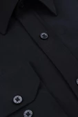 Siyah Uzun Kollu  Bez Ayağı Sert Yaka Cepsiz  Pamuklu Basic Slim Fit Dar Kesim Gömlek 1004240057 thumbnail 8