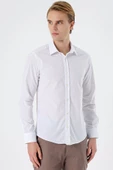 Beyaz Uzun Kollu Filafil  Sert Yaka Cepsiz  Pamuklu Basic Slim Fit Dar Kesim Gömlek 1004240008 thumbnail 1