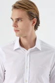 Beyaz Uzun Kollu Filafil  Sert Yaka Cepsiz  Pamuklu Basic Slim Fit Dar Kesim Gömlek 1004240008 thumbnail 5