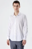Beyaz Uzun Kollu   Sert Yaka Cepsiz  %100 Pamuk Klasik Slim Fit Dar Kesim Gömlek 1004235424 thumbnail 1