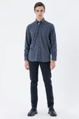 Koyu Lacivert Uzun Kollu Ekoseli Cepli Garnili Pamuklu Klasik Comfort Fit Gömlek 1004235142 thumbnail 2