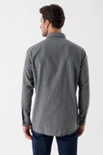 Füme Uzun Kollu Desenli Armürlü Düğmeli Yaka Cepli  Pamuklu  Comfort Fit Gömlek 1004235139 thumbnail 6