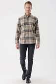 Hardal Uzun Kollu Ekoseli Gabardin Sert Yaka Cepli Garnili Casual Comfort Fit Gömlek 1004235112 thumbnail 2