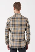 Hardal Uzun Kollu Ekoseli Gabardin Sert Yaka Cepli Garnili Casual Comfort Fit Gömlek 1004235112 thumbnail 6