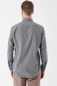 Füme Uzun Kollu Gabardin Sert Yaka Cepli Casual Comfort Fit Rahat Kesim Gömlek 1004235108 - 4