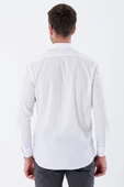 Beyaz Uzun Kollu Bez Ayağı Sert Yaka Cepli Pamuklu Comfort Fit Rahat Kesim Gömlek 1004235351 thumbnail 6