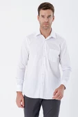 Beyaz Uzun Kollu Bez Ayağı Sert Yaka Cepli Pamuklu Comfort Fit Rahat Kesim Gömlek 1004235351 thumbnail 1