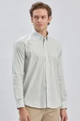 Koyu Haki Kısalabilir Kol Baskılı Cepsiz %97 Pamuk %3 Elastane Klasik Slim Fit Gömlek 1004240116 thumbnail 6