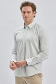 Koyu Haki Kısalabilir Kol Baskılı Cepsiz %97 Pamuk %3 Elastane Klasik Slim Fit Gömlek 1004240116 thumbnail 4