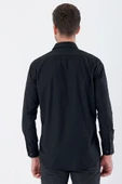Siyah Uzun Kollu Bez Ayağı Sert Yaka Cepli Pamuklu Comfort Fit Rahat Kesim Gömlek 1004235351 - 6