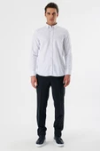 Ekru Uzun Kollu Baskılı Bez Ayağı Düğmeli Yaka Cepli Pamuklu Comfort Fit Gömlek 1004235164 thumbnail 4
