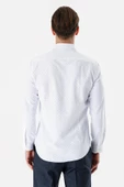 Beyaz Uzun Kollu Baskılı Bez Ayağı Sert Yaka Cepsiz Pamuklu Slim Fit Dar Kesim Gömlek 1004235169 thumbnail 6