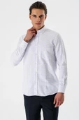 Ekru Uzun Kollu Baskılı Bez Ayağı Düğmeli Yaka Cepli Pamuklu Comfort Fit Gömlek 1004235164 thumbnail 3