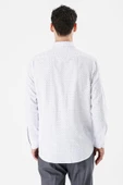 Beyaz Uzun Kollu Baskılı Bez Ayağı Düğmeli Yaka Cepli Pamuklu Comfort Fit Gömlek 1004235164 thumbnail 6