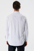 Ekru Uzun Kollu Baskılı Bez Ayağı Düğmeli Yaka Cepli Pamuklu Comfort Fit Gömlek 1004235164 thumbnail 6