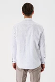 Beyaz Uzun Kollu Baskılı Armürlü Düğmeli Yaka Cepli Pamuklu Comfort Fit Gömlek 1004235166 thumbnail 2