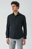 Siyah Uzun Kollu Oxford Cepsiz Pamuklu Klasik Slim Fit Dar Kesim Gömlek 1004240235 thumbnail 2