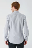 Gri Uzun Kollu Oxford Cepsiz Pamuklu Klasik Slim Fit Dar Kesim Gömlek 1004240235 thumbnail 7