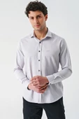 Lacivert Uzun Kollu Oxford Cepsiz Pamuklu Klasik Slim Fit Dar Kesim Gömlek 1004240235 - 3