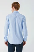 Koyu Mavi Uzun Kollu Oxford Cepsiz Pamuklu Klasik Slim Fit Dar Kesim Gömlek 1004240235 thumbnail 7