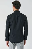 Siyah Uzun Kollu Oxford Cepsiz Pamuklu Klasik Slim Fit Dar Kesim Gömlek 1004240235 thumbnail 7