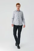 Gri Uzun Kollu Oxford Cepsiz Pamuklu Klasik Slim Fit Dar Kesim Gömlek 1004240235 thumbnail 5