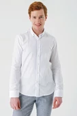 Beyaz Uzun Kollu Oxford Cepsiz %100 Pamuk Klasik Slim Fit Dar Kesim Gömlek 1004240188 thumbnail 3