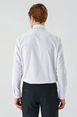 Beyaz Uzun Kollu Desenli Armürlü Sert Yaka Pamuklu Klasik Comfort Rahat Kesim Gömlek 1004240190 thumbnail 6