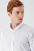 Beyaz Uzun Kollu Oxford Cepsiz %100 Pamuk Klasik Slim Fit Dar Kesim Gömlek 1004240188 thumbnail 6