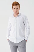 Beyaz Uzun Kollu Oxford Cepsiz Pamuklu Klasik Slim Fit Dar Kesim Gömlek 1004240235 thumbnail 3