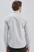 Gri Uzun Kollu Bez Ayağı Sert Yaka Cepsiz Pamuklu Klasik Slim Fit Dar Kesim Gömlek 1004240230 thumbnail 5