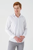 Beyaz Uzun Kollu Oxford Cepsiz Pamuklu Klasik Slim Fit Dar Kesim Gömlek 1004240235 thumbnail 5