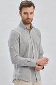 Gri Kısalabilir Kollu Armürlü Biritli Yaka Pamuklu Casual Slim Fit Dar Kesim Gömlek 1004240202 thumbnail 4