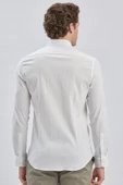 Beyaz Uzun Kollu Biritli Yaka Biyeli Pamuklu Likralı Casual Slim Fit Dar Kesim Gömlek 1004240232 thumbnail 5