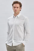 Beyaz Uzun Kollu Biritli Yaka Biyeli Pamuklu Likralı Casual Slim Fit Dar Kesim Gömlek 1004240232 thumbnail 2