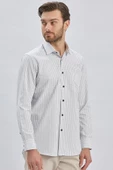 Beyaz Uzun Kollu Ekoseli Sert Yaka Cepli Pamuklu Klasik Comfort Fit Rahat Kesim Gömlek 1004240223 thumbnail 2