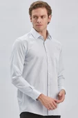Koyu Mavi Uzun Kollu Ekoseli Cepli Pamuklu Klasik Comfort Fit Rahat Kesim Gömlek 1004240226 - 4