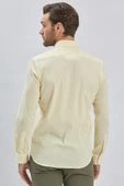 Sarı Uzun Kollu Biritli Yaka Biyeli Pamuklu Likralı Casual Slim Fit Dar Kesim Gömlek 1004240232 thumbnail 7
