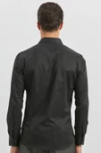 Siyah Uzun Kol Düz Bez Ayağı Yarım İtalyan Yaka Classic Slim Fit Gömlek 1004240268 thumbnail 6