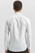 Beyaz Uzun Kol Kendinden Desenli Armürlü 032 Sert Yaka Classic Slim Fit Gömlek 1004245153 thumbnail 6