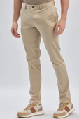 Bej Pamuklu Yandan Cepli Casual Slim Fit Chino Pantolon 1003240161 - 3