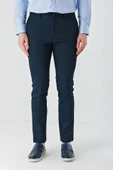 Koyu Lacivert Esnek Yandan Cepli Casual Slim Fit Chino Pantolon 1003240113 - 3