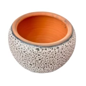 Bitki Tasarımı Krem Kahve Şekilli Artistik Çift Sırlı İç Ve Dış Mekan Kullanımlı Tabaklı Toprak Terrakota Saksı Saksılık Salon Çiçeklik - 3